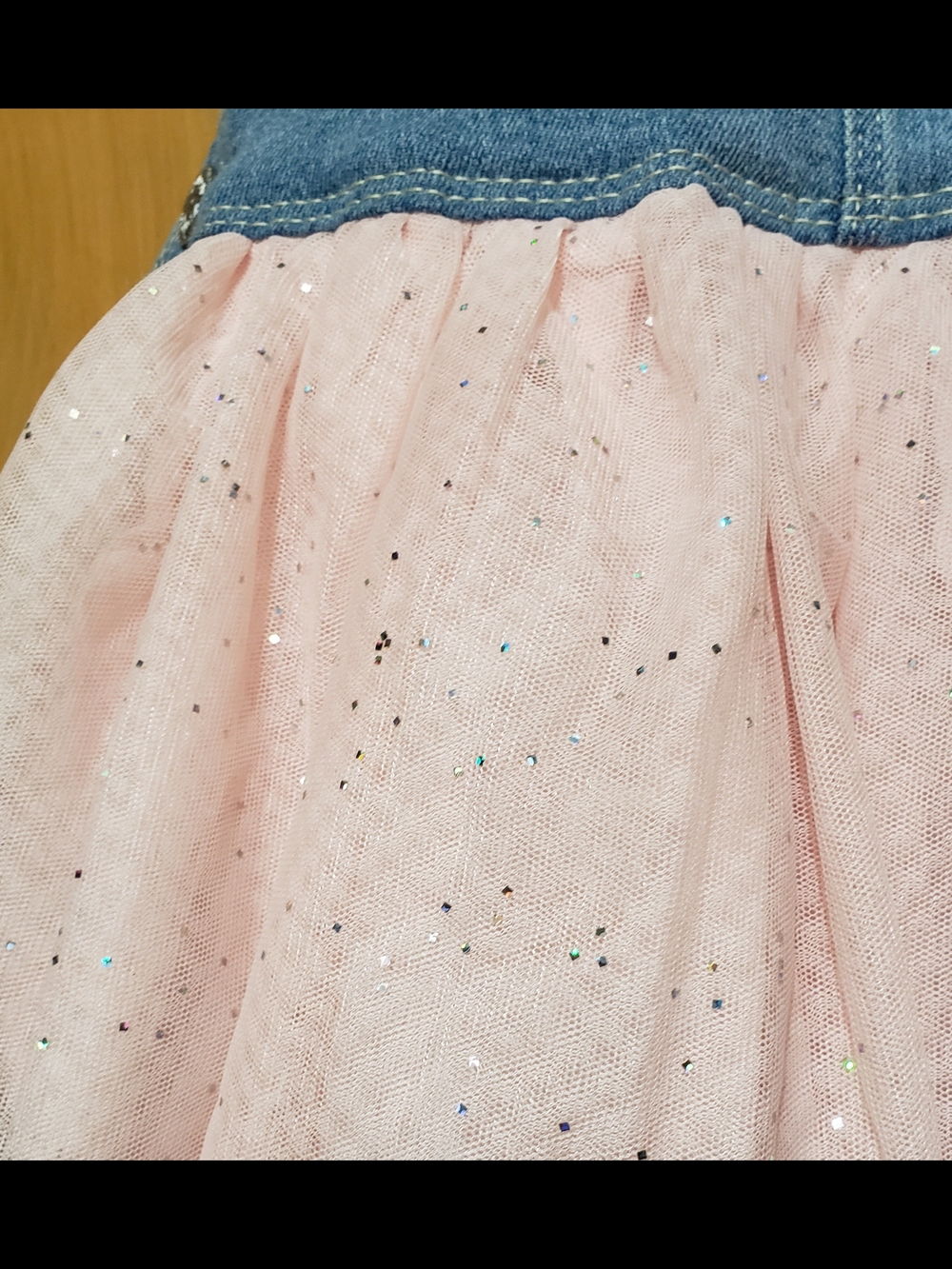 OshKosh B'gosh Denim Overall Dress with Pink Tulle Skirt - Picture 3 of 5